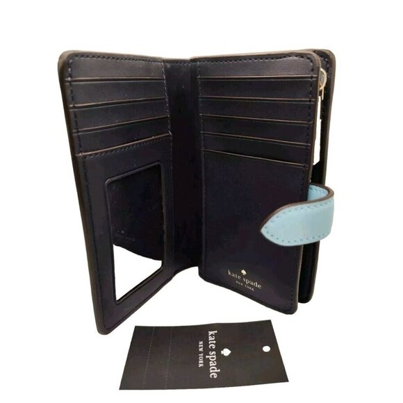 Kate Spade Tennis Grand Slam Medium Compact Bifold Wallet In Blue Multi NWT - Picture 6 of 8